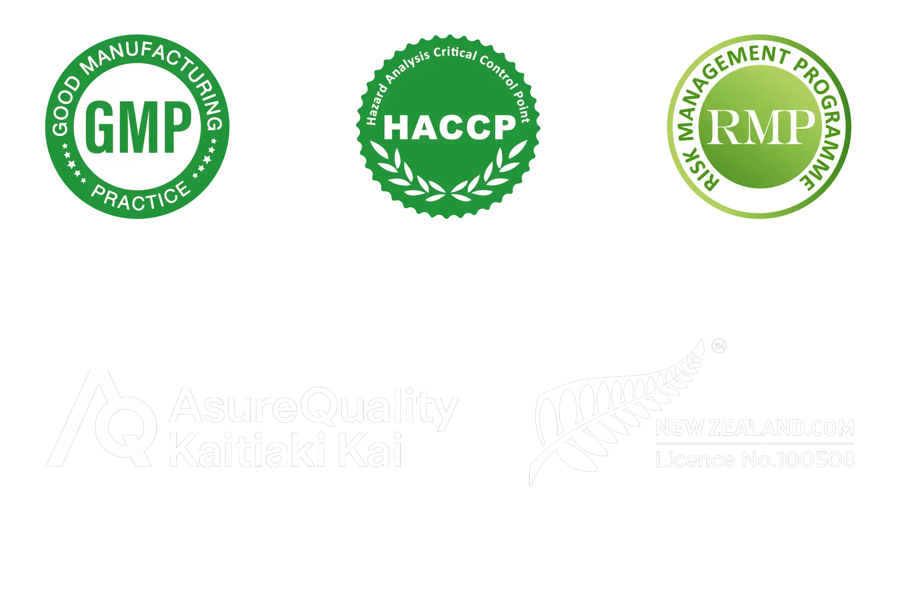 MORVEN certifications: GMP, HACCP, RMP, AsureQuality, FernMark
